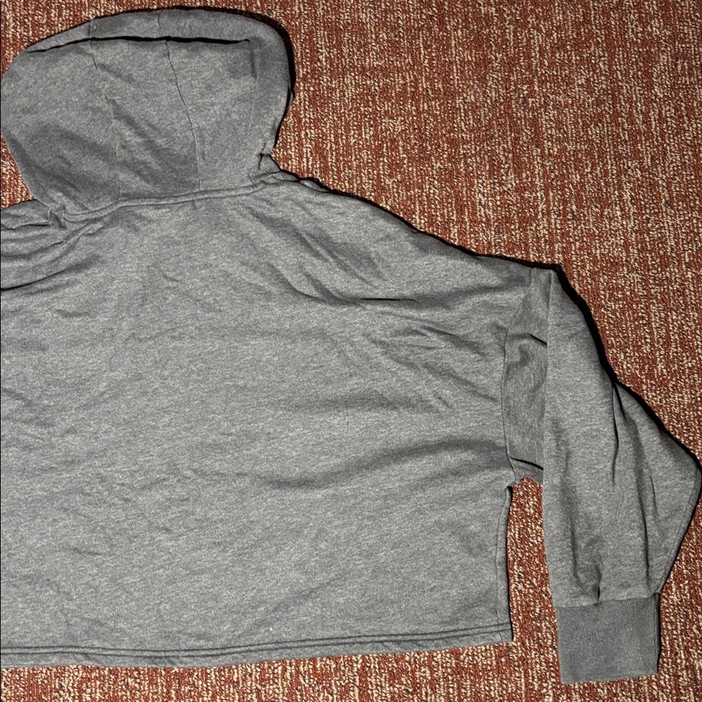 cropped charcoal hoodie mesh panel wide fit crop sweatshirt boxy relaxed active - Picture 9 of 14